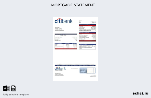 скачать цифровую версию шаблона выписки по ипотеке банка Citibank в Германии